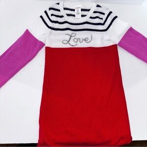 Gymboree Girls LOVE Sweater Dress Red Stripe Sequin Small 5/6